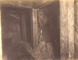 Mt Con 200 level East sill floor.  Showing ore and timbers on hanging wall